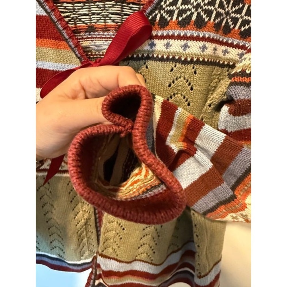 Hanna Andersson Womens M Cardigan Sweater Striped Fair Isle Storyteller Ribbon - Picture 6 of 7